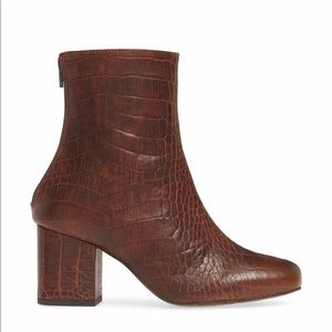 Free People Shoes | Free People Brown Cecile Croc Embossed Bootie | Color: Brown | Size: 7 | Cjlattimore7's Closet